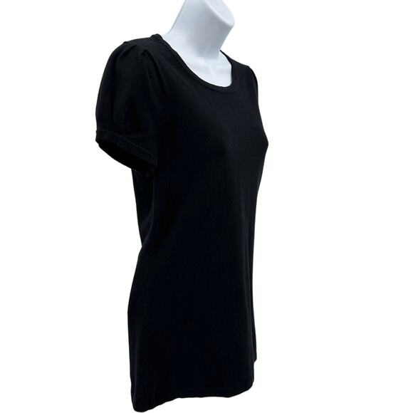 Banana Republic Shirt SZ S Black Pullover Round Neck Fitted Short Sleeve Stretch - Picture 2 of 7